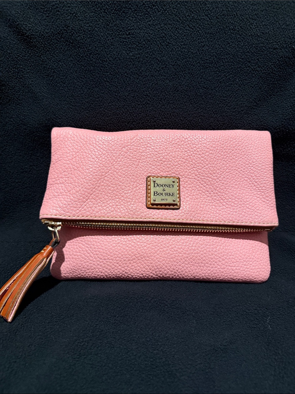 Dooney & Bourke Pink Fold-Over Leather Wristlet Clutch